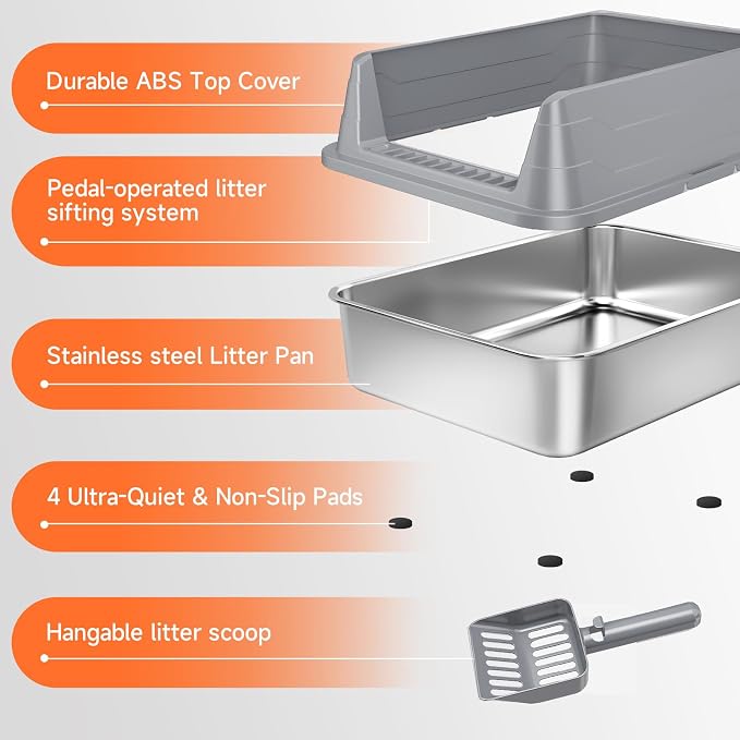 Stainless Steel Cat Litter Box, Odor Free Metal Litter Box - Image 5