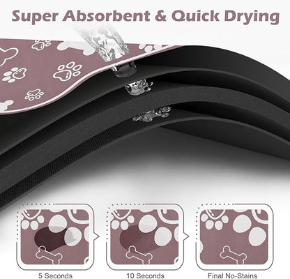 Dog Cat Mat for Food and Water, Rapid Absorbent Pet Feeding Mat, Bone Shaped - Image 2