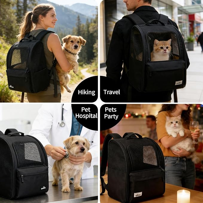 Cat Carrier Backpack, Steel Wire Frame More Stable, 600D Wear-Resistant Oxford - Image 7