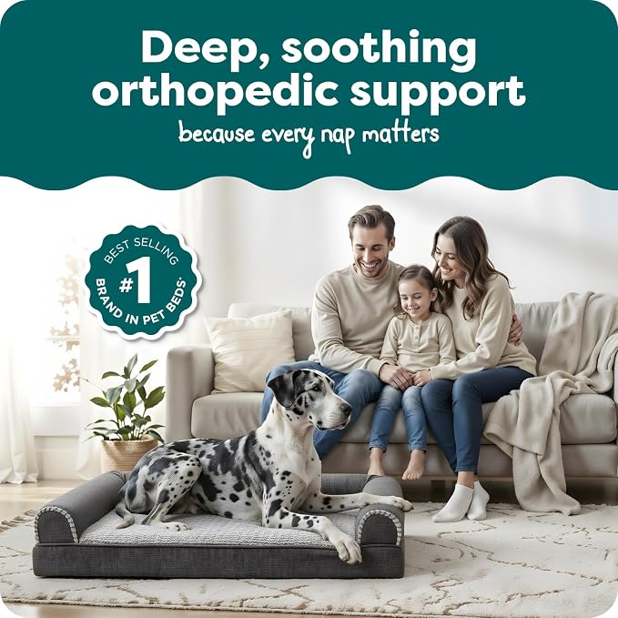 FurHaven Orthopedic Dog Bed For Large Dogs, Sofa Contour Mattress - Image 2