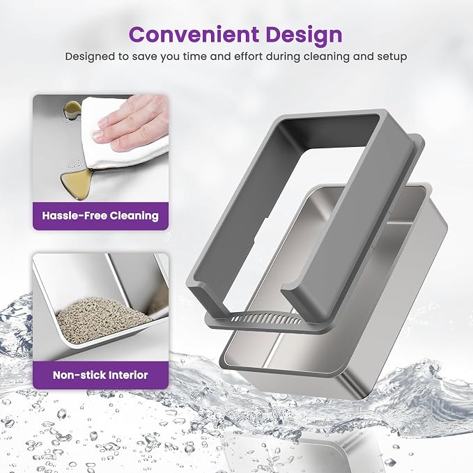 【No Sifting】 Tiuubt XXXL Stainless Steel Litter Box - Image 7