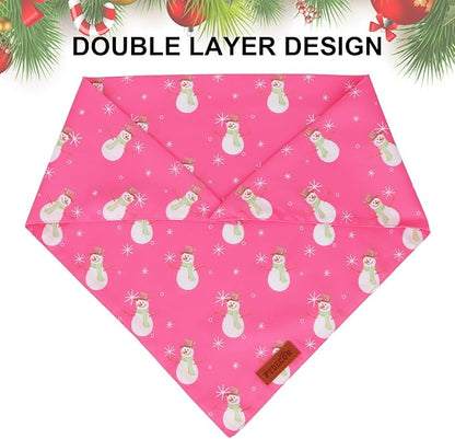 PTDECOR Christmas Dog Bandana, Santa Snowman Design Reversible Holiday Pet Scarf - Image 5
