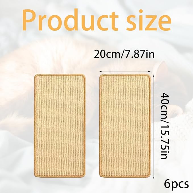 6 Pcs Cat Scratcher Mat, Sisal Cat Scratching Pad Scratch Mat - Image 2