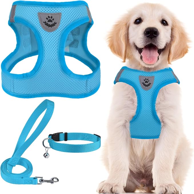 PUPTECK Adjustable Dog Harness Collar and Leash Set Step in No Pull Pet Harness by PUPTECK