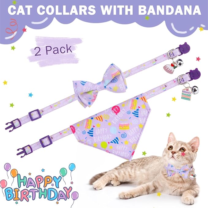 SCENEREAL Cat Bandana Collar for Birthday - Image 9