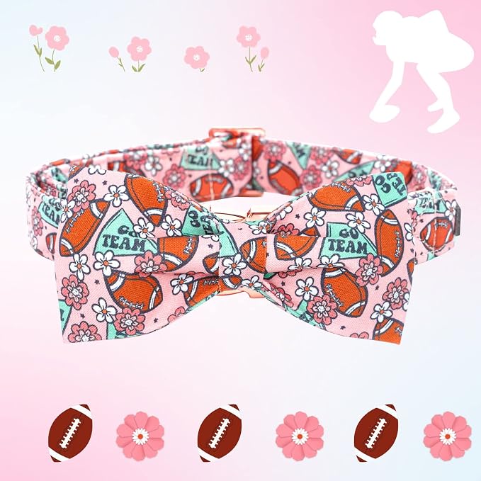 Dog Collar - Rugby with Flower Pet Collar Bows - Image 3