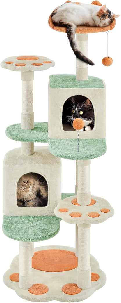 Yaheetech 57.5in Cat Tree Tower, Scratching Posts, 2 Condos and Dangling Balls by Yaheetech