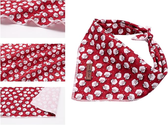 Lionet Paws Christmas Dog Bandana Washable Cotton Handkerchief Scarf Triangle - Image 4