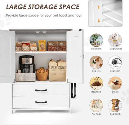 ZMAD Dog Feeding Station with Storage Cabinet and Double Door Locker with 2 - Image 6