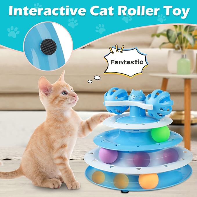 UPSKY Cat Toy Roller 4-Level Turntable Cat Toy Balls - Image 6