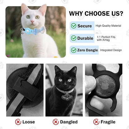 Airtag Cat Collar with Bells and Bowtie -Safety Elastic Band Kitten Collar - Image 6