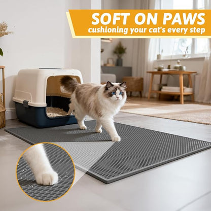 Pieviev Cat Litter Mat Double Layer Waterproof Urine Proof Trapping Mat 1 Pack) - Image 4