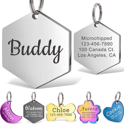 Anavia Personalized Pet ID Tags, Stainless Steel Glossy Laser Engraved Dog Cat by Anavia