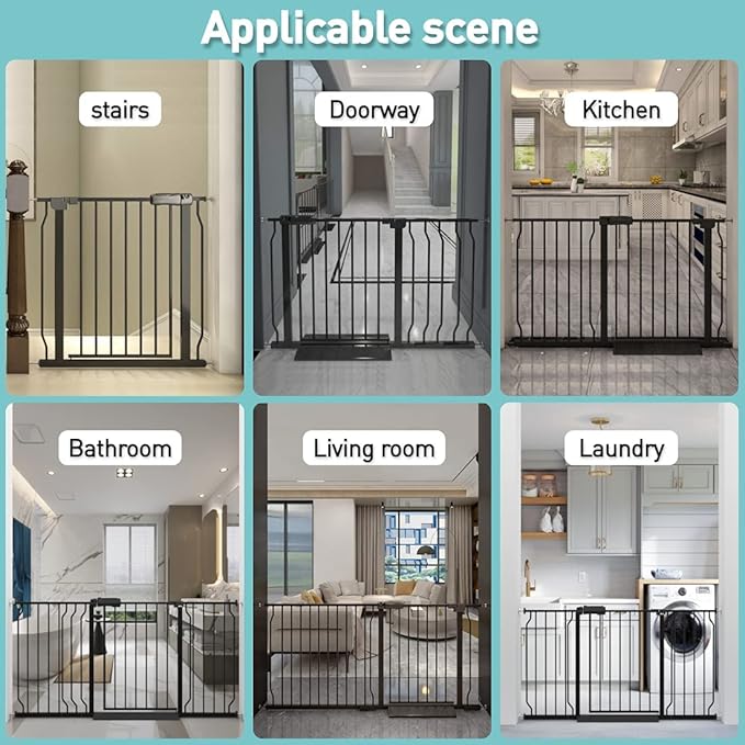 WAOWAO Baby Gate 38.58-43.31" Extra Wide Pressure Mounted Walk Through Swing - Image 5