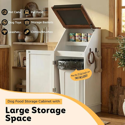 Dog Food Feeding Station with Storage, Pet Food Storage Cabinet with Bowls and - Image 3