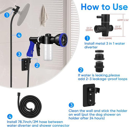 Dog Shower Attachment Water Hose Nozzle Sprayer Set - Image 3