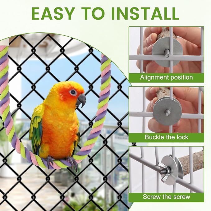 8PCS Natural Wood Bird Perches, Parrot Perch Stand & Chewing Toy - Image 5