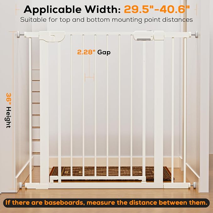 29.5-40.6" Magnetic Baby Gate for Stairs, Baby Safety Essentials, Auto Close - Image 9
