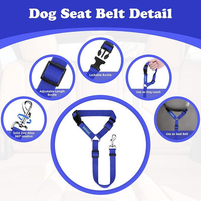 BWOGUE Pet Dog Cat Seat Belts, Car Headrest Restraint Adjustable Safety Leads - Image 3