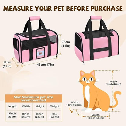 Soft Cat Carrier for Pets Up to 25 lbs, Cat Pet Travel Bag - Image 4