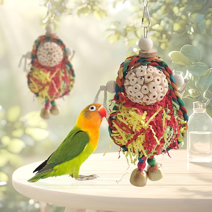 Parakeet Toys, Natural Sola Balls and Shredding Hanging Chewing Toy, Bird Toys - Image 8