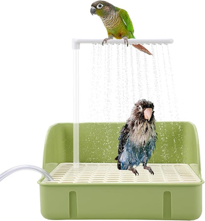 Automatic Bird Bath with Pump, Parrot Bathtub with Anti-Bite Cord Protector by Lonepetu