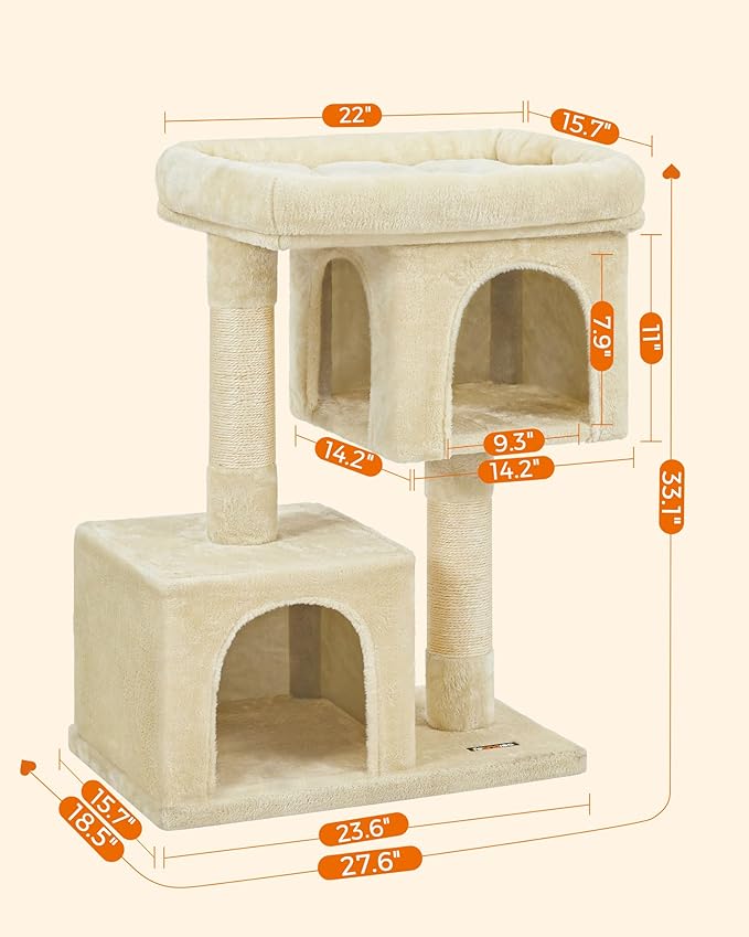 Feandrea Cat Tree, 33.1-Inch Cat Tower, Plush Condo - Image 5