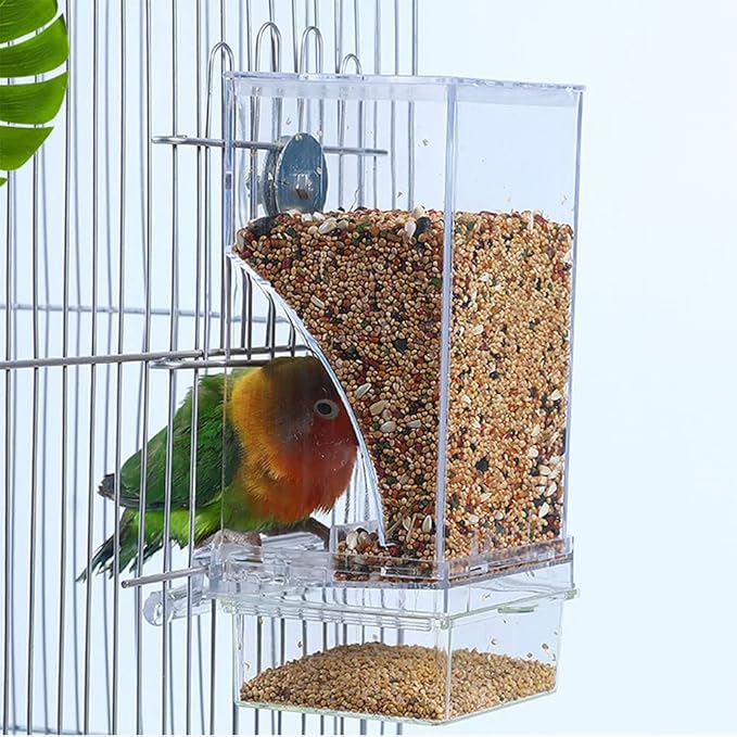 Hamiledyi No Mess Bird Cage Feeder 2Pack Automatic Parrot Seed Feeders - Image 2