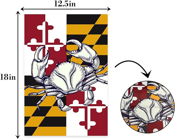 Maryland Summer Garden Flag, Maryland State Crab Flag, Crabs Nautical Garden - Image 2