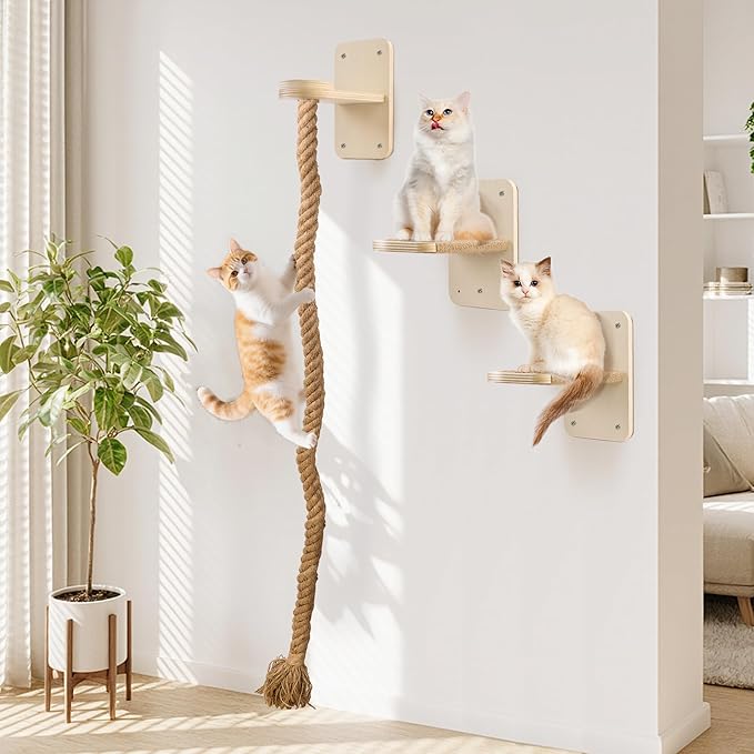 Cat Wall Shelves with 2 x 60 Inch Climbing Rope, Wall Mounted Cat Tree with by Unknown