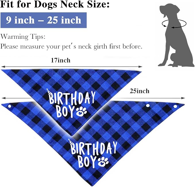 AnF Birthday Plaid Dog Bandana and Triangle Dog Scarf - Image 3