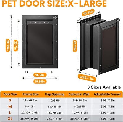 XL Dog Door for Wall, All Aluminum Extra Large Dog Door, Heavy Duty Pet Door - Image 6