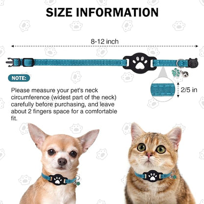 AirTag Cat Collar with Bells, Soft Velvet Cat Collar Breakaway with Airtag - Image 3