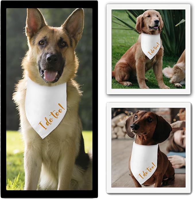 Engagement Gifts I do Too! Dog Bandana Pet Scarf Wedding Photo Prop Pet - Image 5