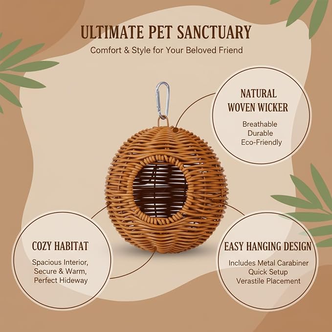 Parakeet Nest Bird Cage Accessories, Chew-Proof Steel Frame & Washable Small - Image 7