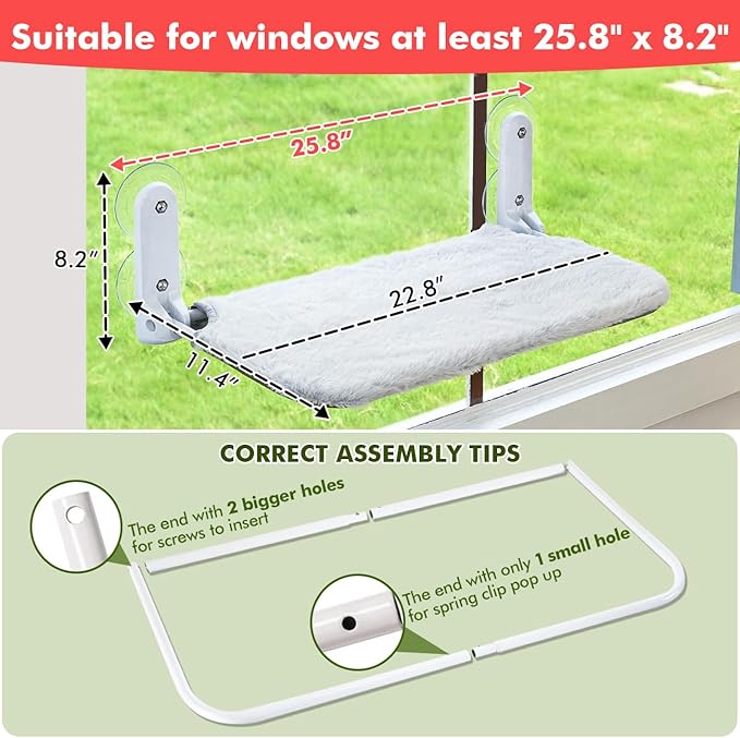 2PC Cat Window Perch Cordless Foldable Cat Hammock Bed - Image 4