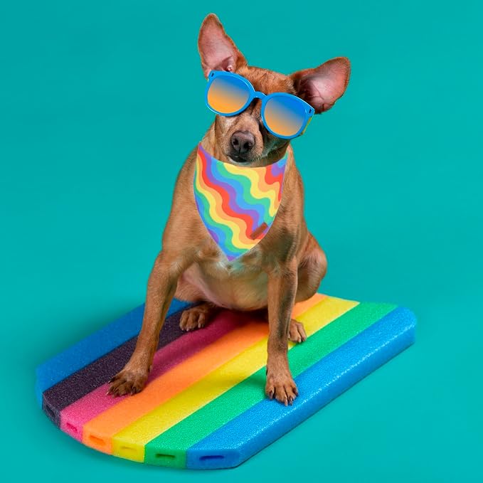 PTDECOR Rainbow Dog Bandanas Pride Day Dog Scarf Reversible Triangle LGBT+ - Image 2