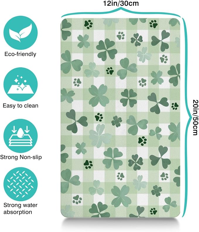 St Patricks Day Dog Food & Water Mat, Super Absorbent Cat Bowl Mat - Image 6