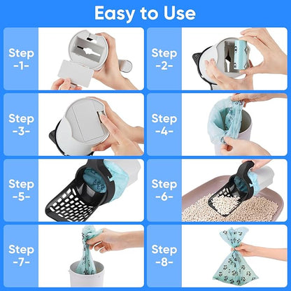MYPIN Cat Litter Scooper with Holder, Upgraded Cat Litter Shovel with Bags and - Image 7