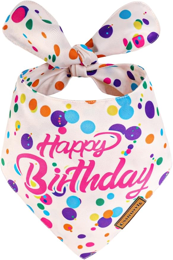 Luxury Double-Layer Dog Birthday Bandana – Handmade, Silk-Soft Polyester by Qxsnuvvlg