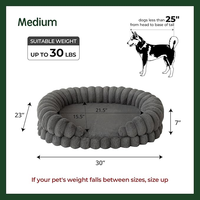 BALANCE Calming Dog Bed for Medium Sized Dogs, 30 Inches Oval Washable Pet Bed - Image 5