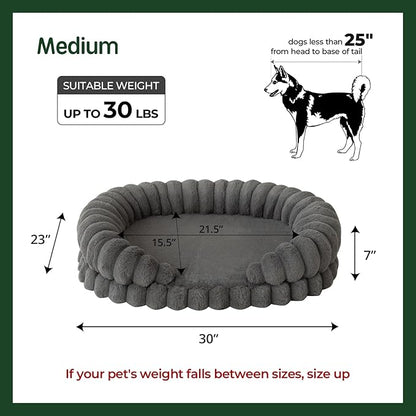 BALANCE Calming Dog Bed for Medium Sized Dogs, 30 Inches Oval Washable Pet Bed - Image 5
