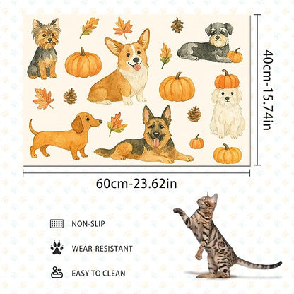 Fall Dog Pet Feeding Mat Autumn Pumpkin Design Food Mat - Image 4
