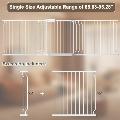 WAOWAO Baby Gate 85.83-95.25" Extra Wide Pressure Mounted Walk Through Swing - Image 2