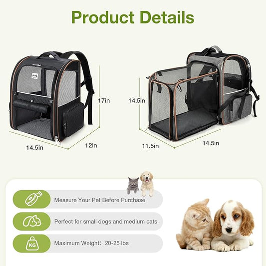 Lekebobor Large Cat Backpack Carrier Expandable Pet Carrier Backpack - Image 2