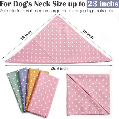 4PCS Spring Dog Bandanas Cat Birthday Cute Soft Cotton Puppy Scarfs Washable - Image 6