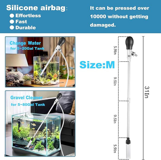 Carefree Fish Aquarium Gravel Cleaner 6Ft Hose Silicone Airbag Fish Tank Water - Image 2
