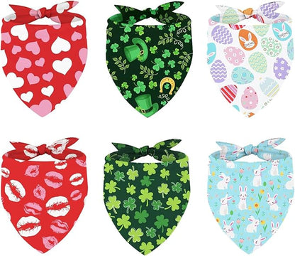 Whaline 6 Pack Valentine's Day Pet Bandanas Heart Pet Neckerchief Shamrock by Whaline