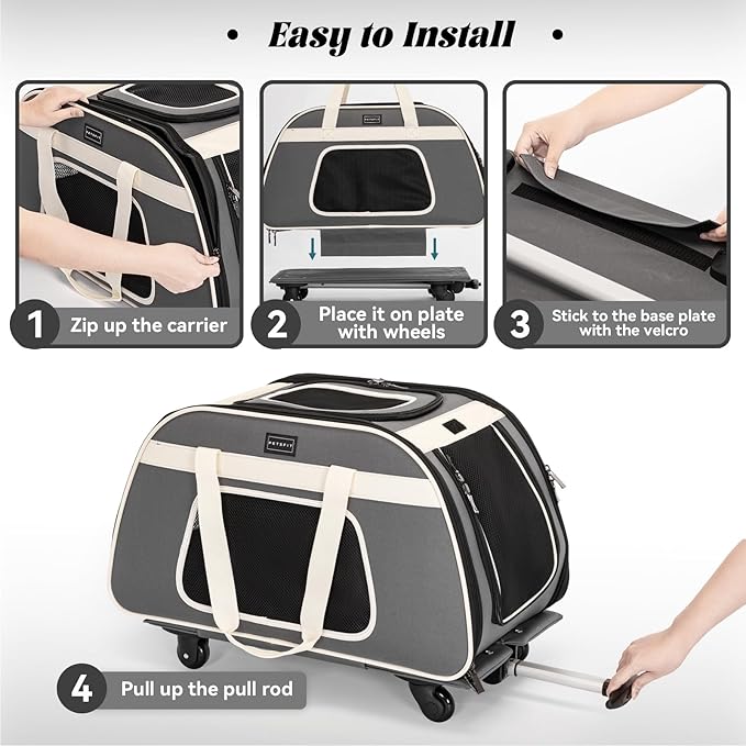 PETSFIT Large Pet Carrier with Wheels Designed - Image 5