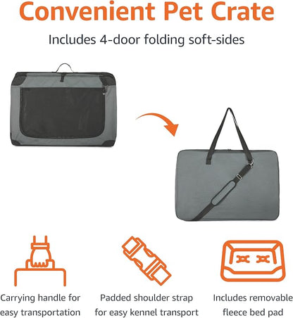 Amazon Basics Portable Folding Soft Dog Crate, Collapsible Travel Kennel - Image 3